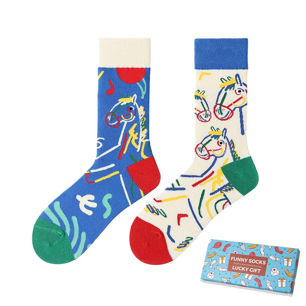 Calcetines Divertidos Unisex para Mujer y Hombre con Diseños Asimétricos en Par - Temas Animales, Comida, Fruta, Deporte y Arte en Algodón - Ideal para Regalos — view 26