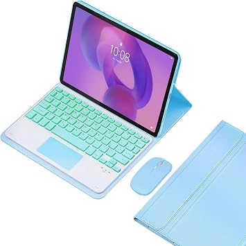 Keyboard Case for Lenovo Idea Tab 11-inch 2025 Models TB-336ZU/TB-336FU, 7-Color Backlight Detachable Smart Trackpad Wireless Bluetooth Keyboard, Ultra-Thin Cover with Mouse,Blue