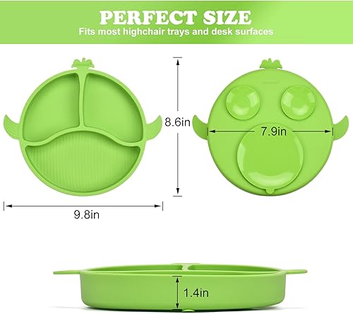 Miniatura 2 de Platos para niños pequeños, platos para bebés con succión, placas de succión divididas de silicona de grado alimenticio para niños pequeños y bebés,