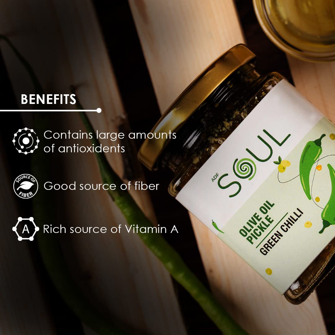 SOUL Pickle In Olive Oil Combo Pack Of 3 (Green Chilli Pickle 265 GM + Garlic Pickle 275 GM + Red Chilli Pickle 265 GM) 4