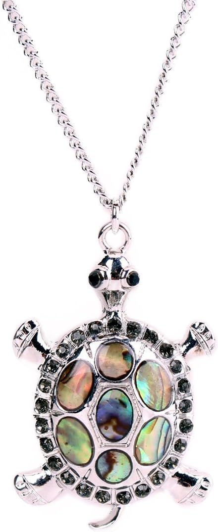 Linana Vintage Tortoise Silver Turtle Long Necklace for Women Fashion Jewelry