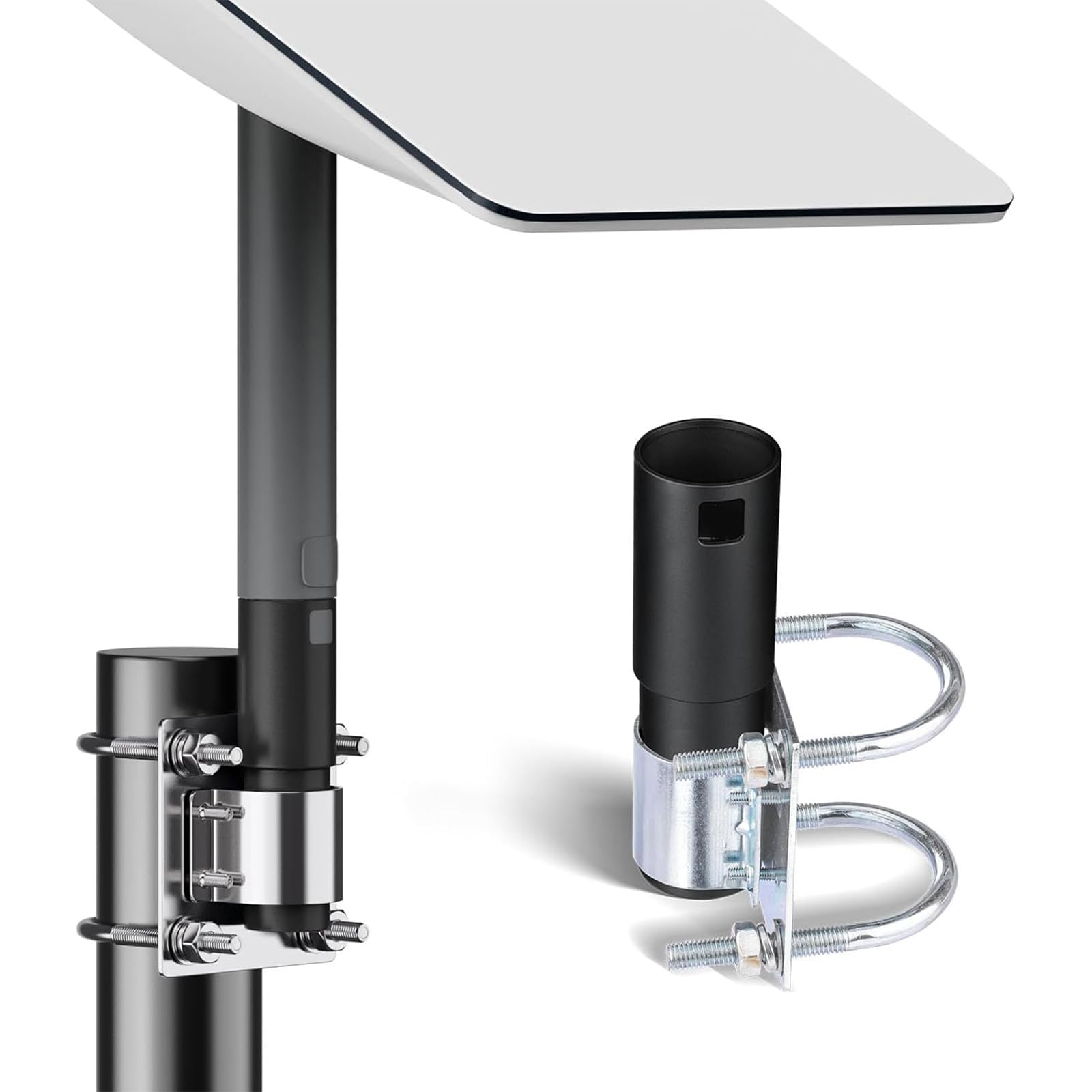 Adaptador de tubo de montaje en poste de altura ajustable con abrazadera, adaptador impermeable ajustable satélite