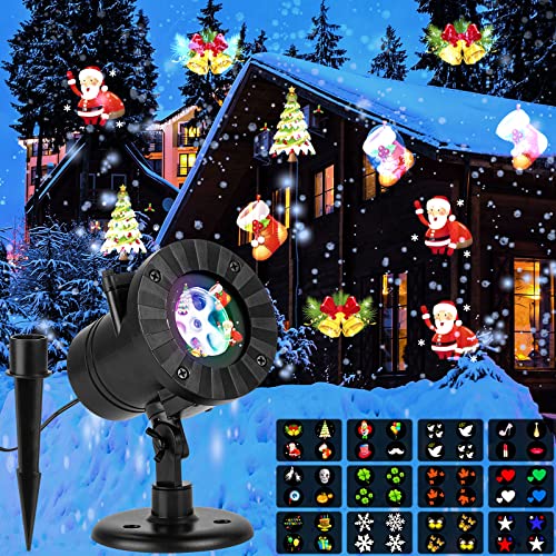 wsryx Weihnachts-Projektorlicht, 12 Muster-Projektorlichter, wasserdichtes Indoor-Outdoor-Weihnachtslicht für Feiern, Halloween, Weihnachten, Geburtstag, Party, Landschaftsdekoration Cover
