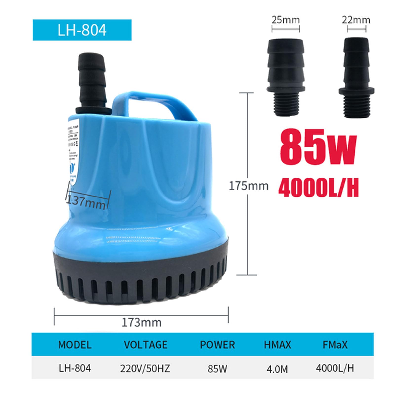BtpOuy Bomba de Agua Sumergible para Acuario de 220v, Bomba Sumergible para Tanque de Peces, Bombas hidropónicas de 10-105W para Acuario, Tanque de Peces, Fuente para Estanque