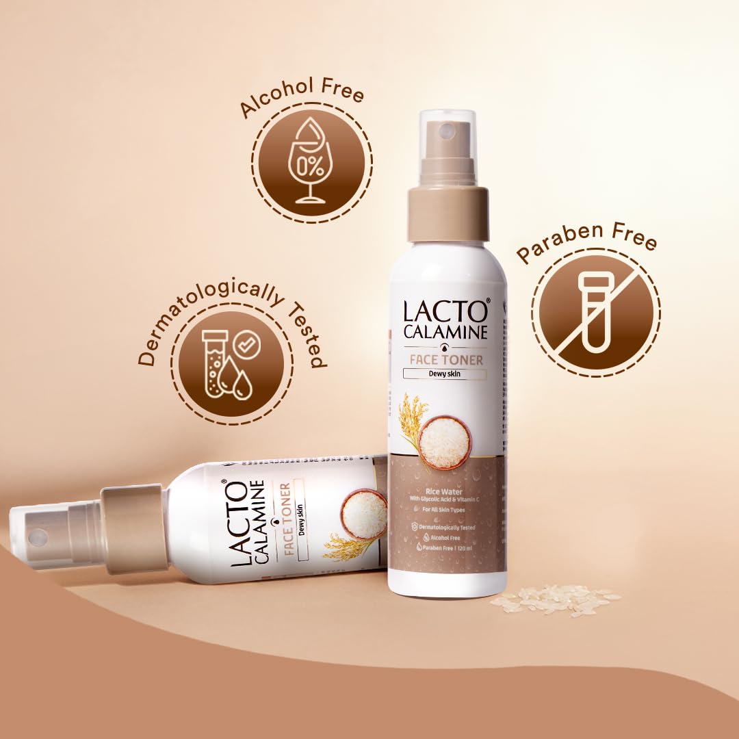 Lacto Calamine Rice Toner | 120ml | Rice Water Toner Korean Skincare for Glass Skin with Vitamin C, Glycolic Acid, Niacinamide | Face Toner for All Skin Types | Dermatologically Tested | Alcohol free 4