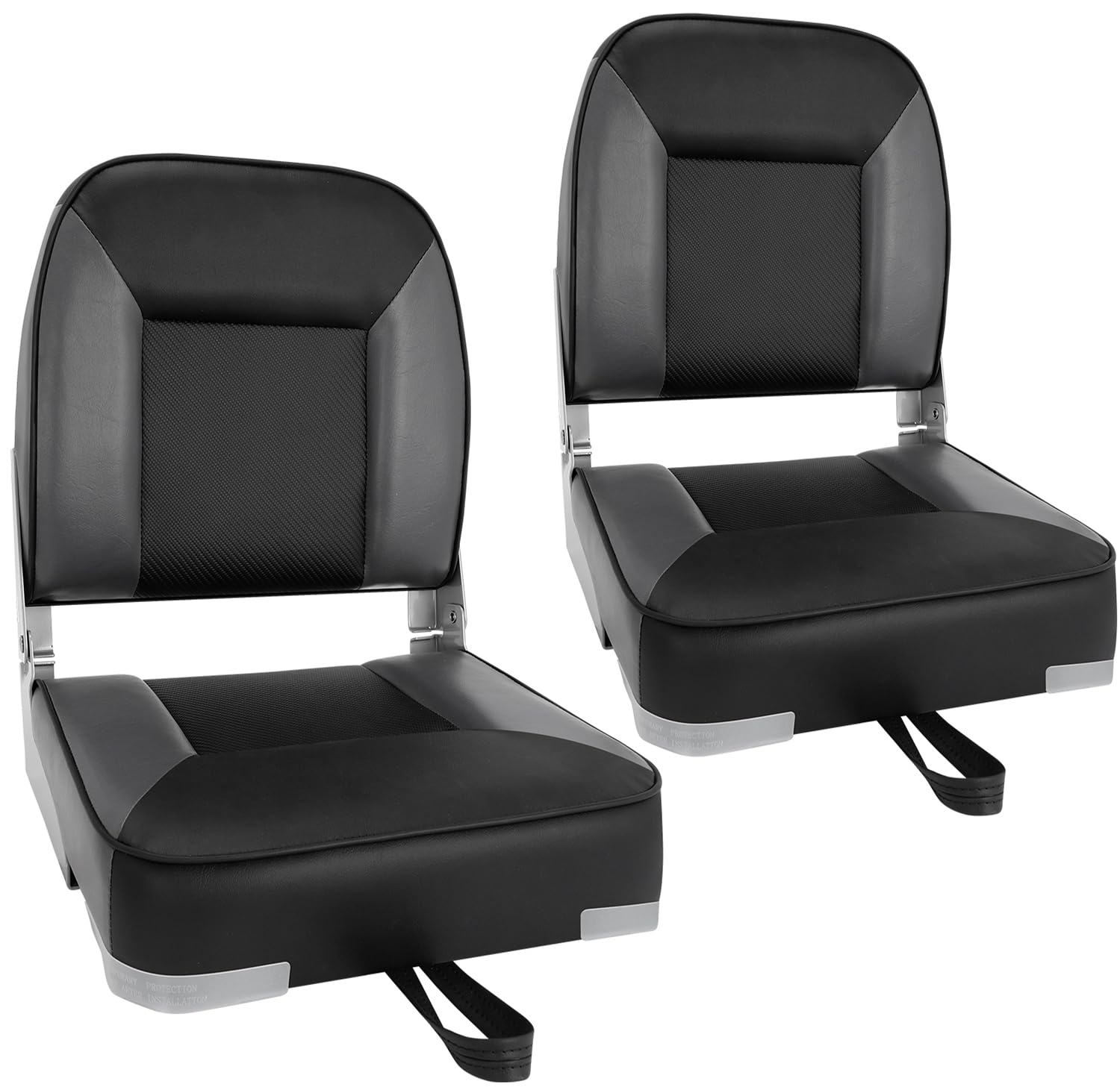 Skureay Boat Seats 2 Pack, Folding Fishing Boat Seat Low Back - Black/Gray