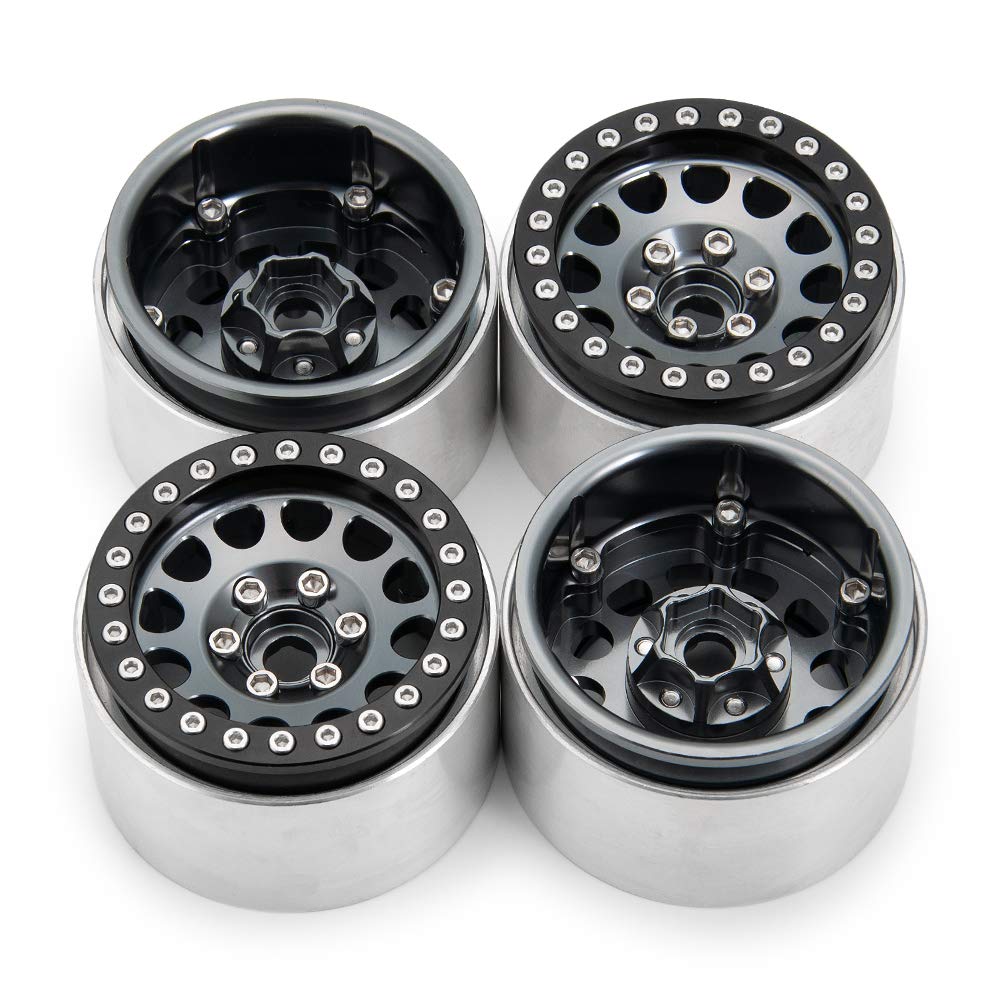 RCLions Felgi ze stopu aluminium 1.9 Beadlock 35 mm do samochodów gąsienicowych TRX4, SCX10, D90 1/10 - opakowanie 4 szt