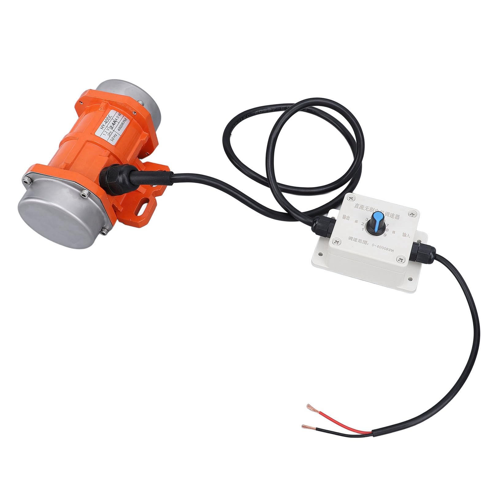 Jiawu Motor Vibrador de Hormigón DC 12 V, Motor Vibratorio Eléctrico IP65 de Aleación de Aluminio sin Escobillas de 4000 RPM con Controlador de Velocidad para Mesa Agitadora (40W)