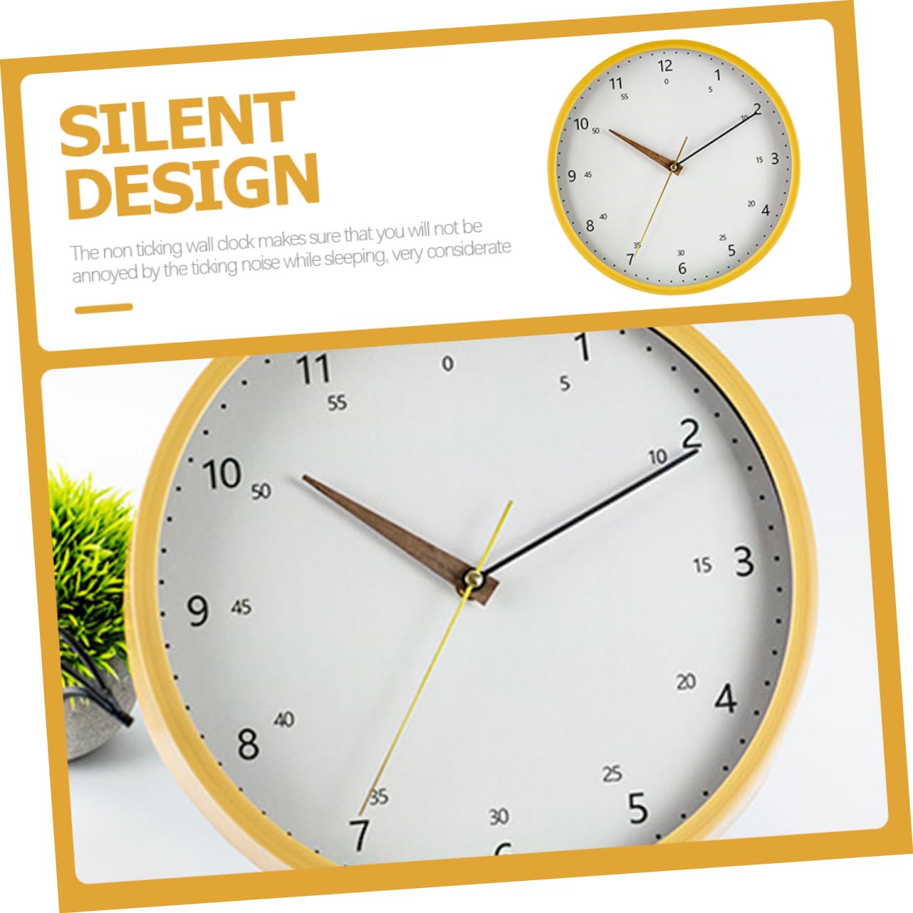 IMIKEYA Horloge Murale Silencieuse Ronde en Verre et Bois, 1pc