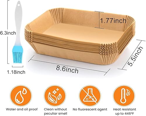 Miniatura 2 de Forros para freidora de aire, 100 piezas desechables rectangulares para freidora de aire para todas las freidoras de doble cesta de 8 cuartos de