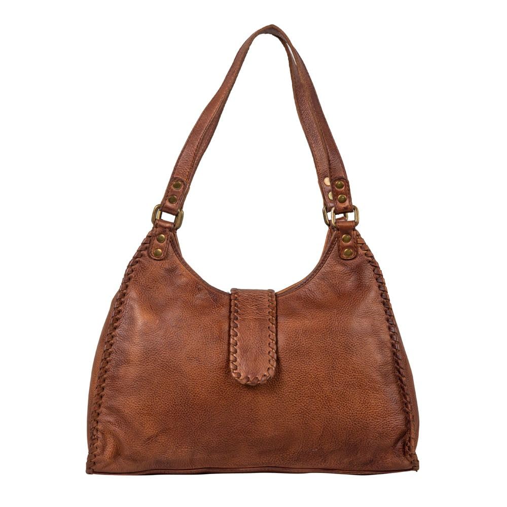 Myra Bag Lobeth Brown Purse - Leather Shoulder Bag, Brown Shoulder Bags for Women, Brown Purses for Women, Tapered Look Brown Shoulder Bag