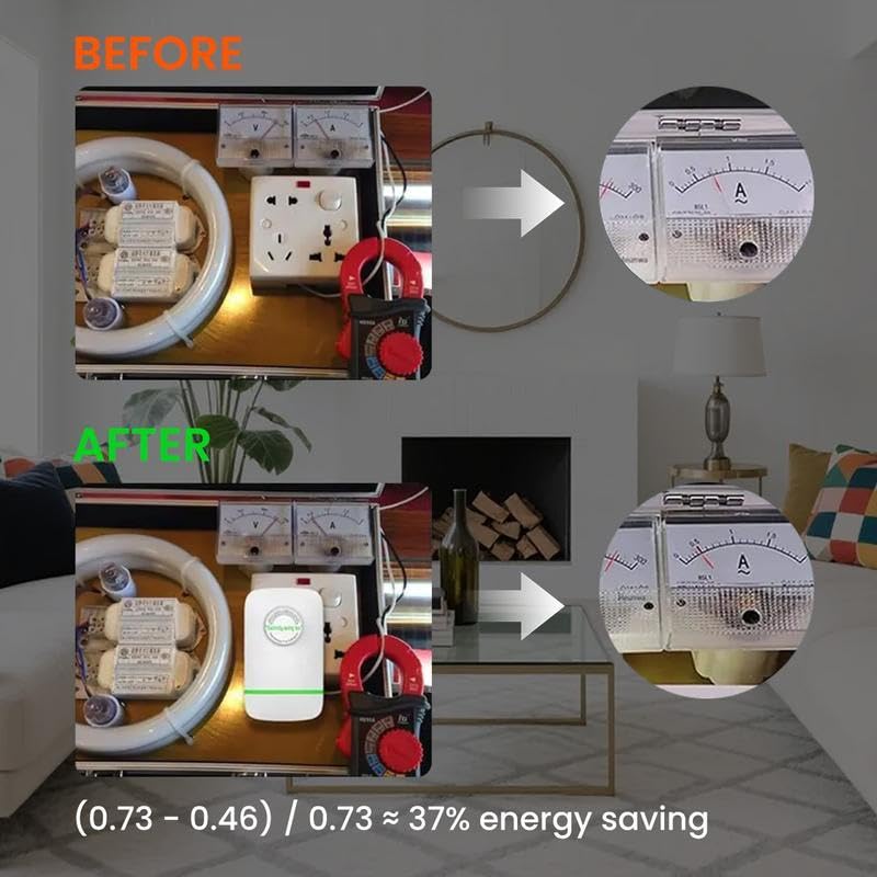 Stop Watt Device Plug-in for Home,Energy Savings Device,Power Efficiency,Smart Power Saver Plug with Voltage Stabilizer Protector, Smart & Office US 90V-250V 30KW - 5