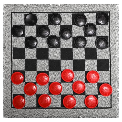 Juego de Damas Gigante y Tres en Uno con Tapete Reversible miniatura 3
