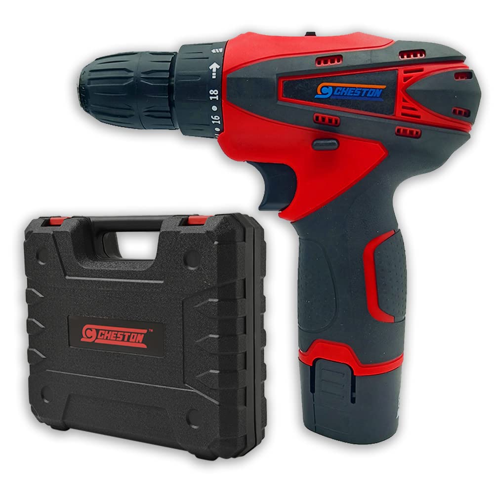 CHESTON 12V Cordless Drill Machine Screwdriver Kit|10Mm Keyless Chuck|Lithium-Ion 1500 Mah Batteries|Torque Setting(18+1)|1500 Rpm|Reversible Variable Speed|With Carrying Tool Kit Case,Multicolour (B0BXXP84K2) Amazon Price History, Amazon Price Tracker