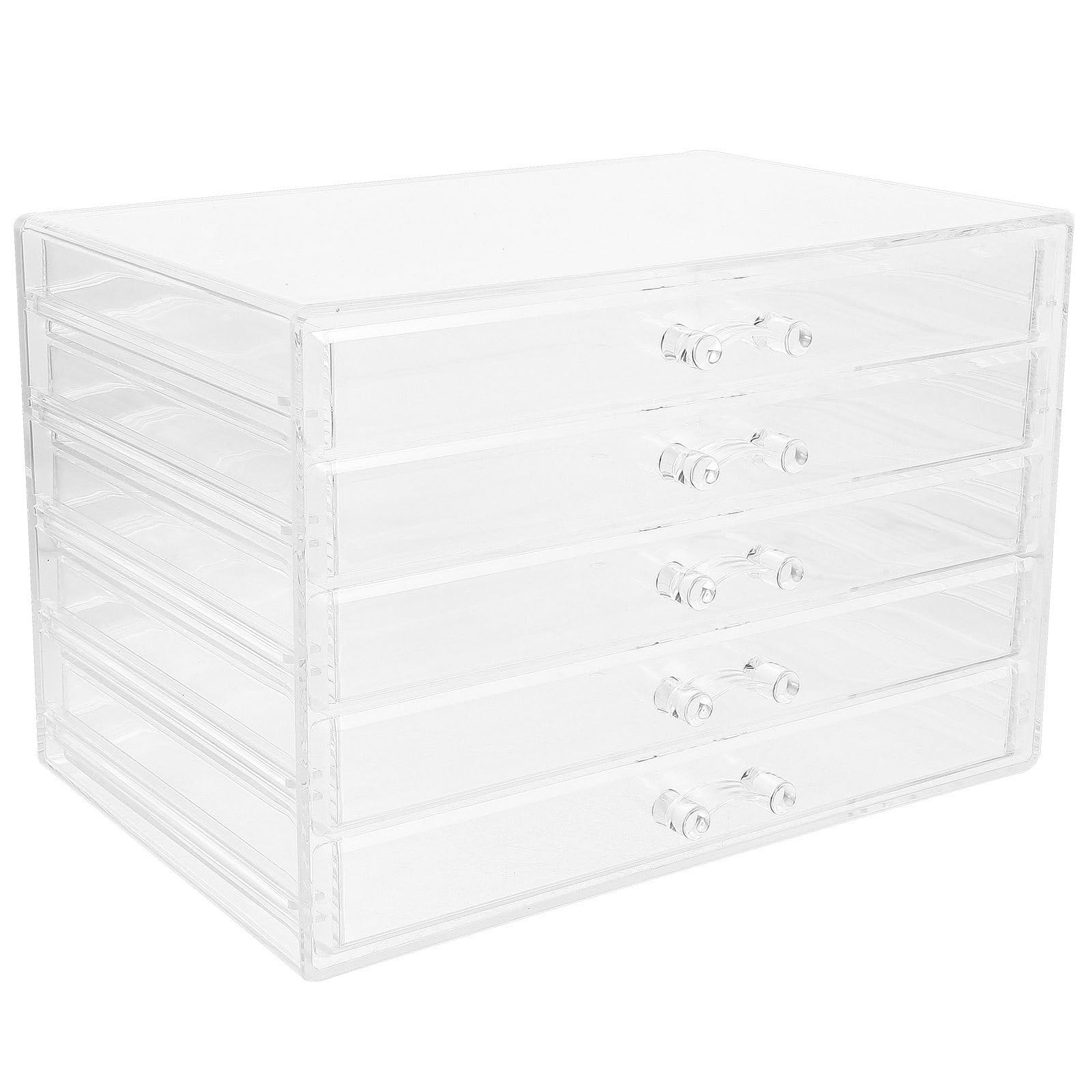 Organizador de Maquillaje con 5 Cajones Diseño Conveniente y Ahorro de Espacio Acrílico Transparente para Decoración de Habitación y Escritorio