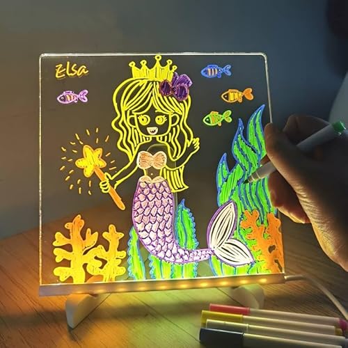 LED Note Board with Colors, Writing Tablet Board, Toys for 3 4 5 6 7 8 Year Old Girls Boys, Pad for Kids, Light up Board Drawing Tablet Gifts for Toddler Educational Learning Travel (11.8"x7.9" inch)