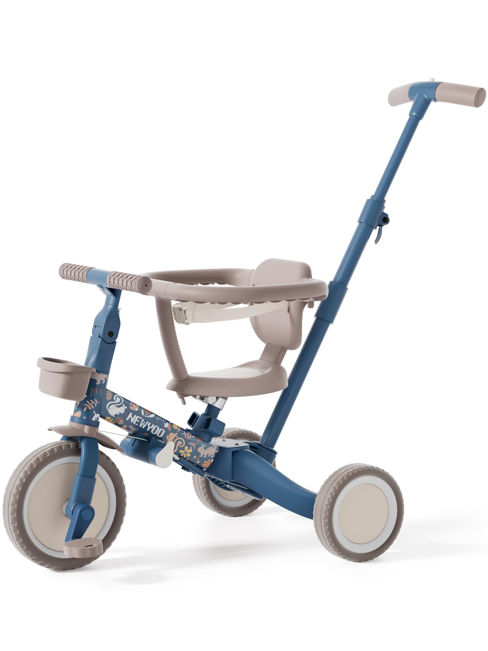 newyoo TR008 Lume 5 in 1 Toddler Tricycle with Push Handle, Kids Push Trike with Safety Bar, Converts to Balance Bike, Toddler Bike for Boys & Girls Aged 1-3 Years, Birthday Gift, Twilight Blue