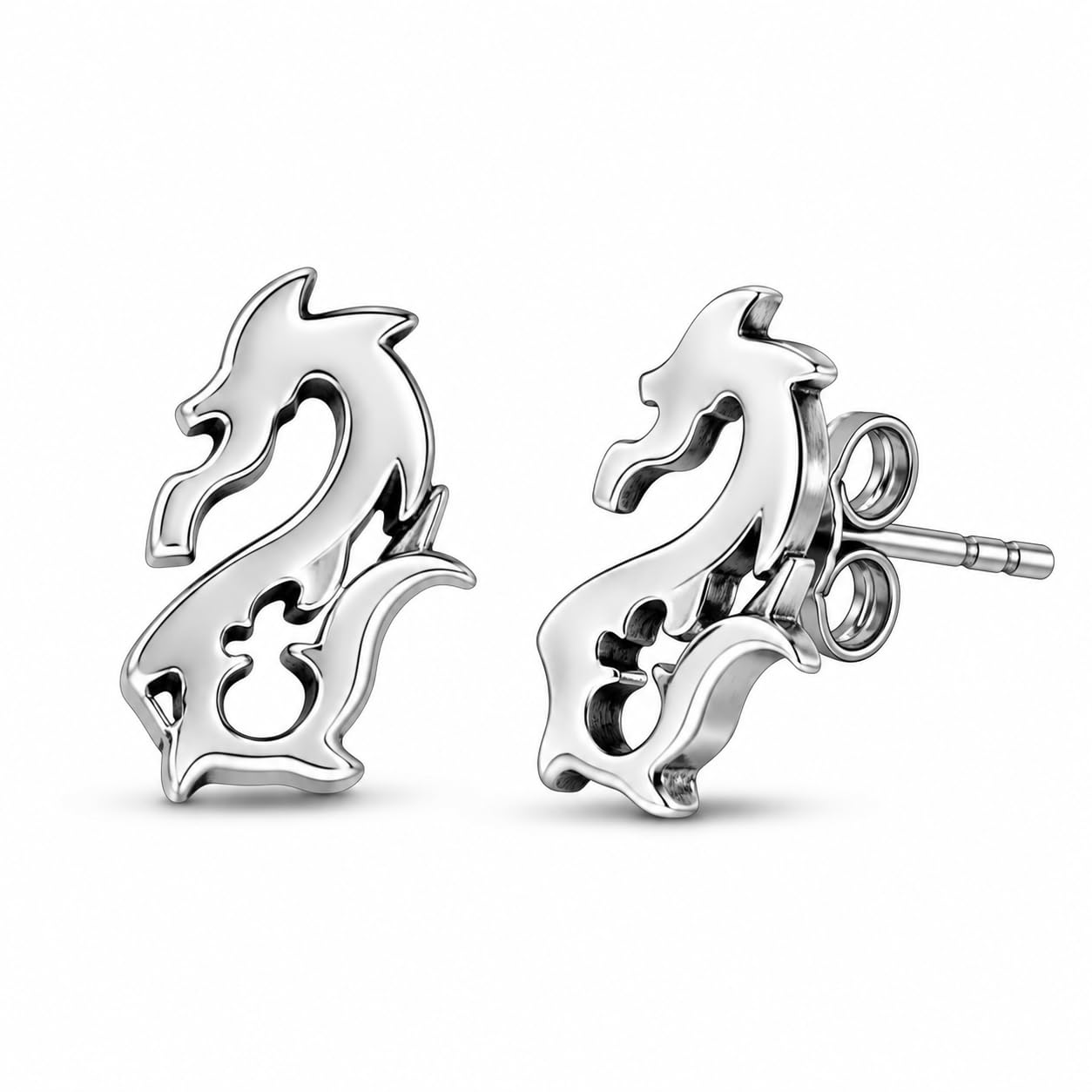 nemichand jewels Pure Silver 925 Dragon Stud Earring For Men-picture-36