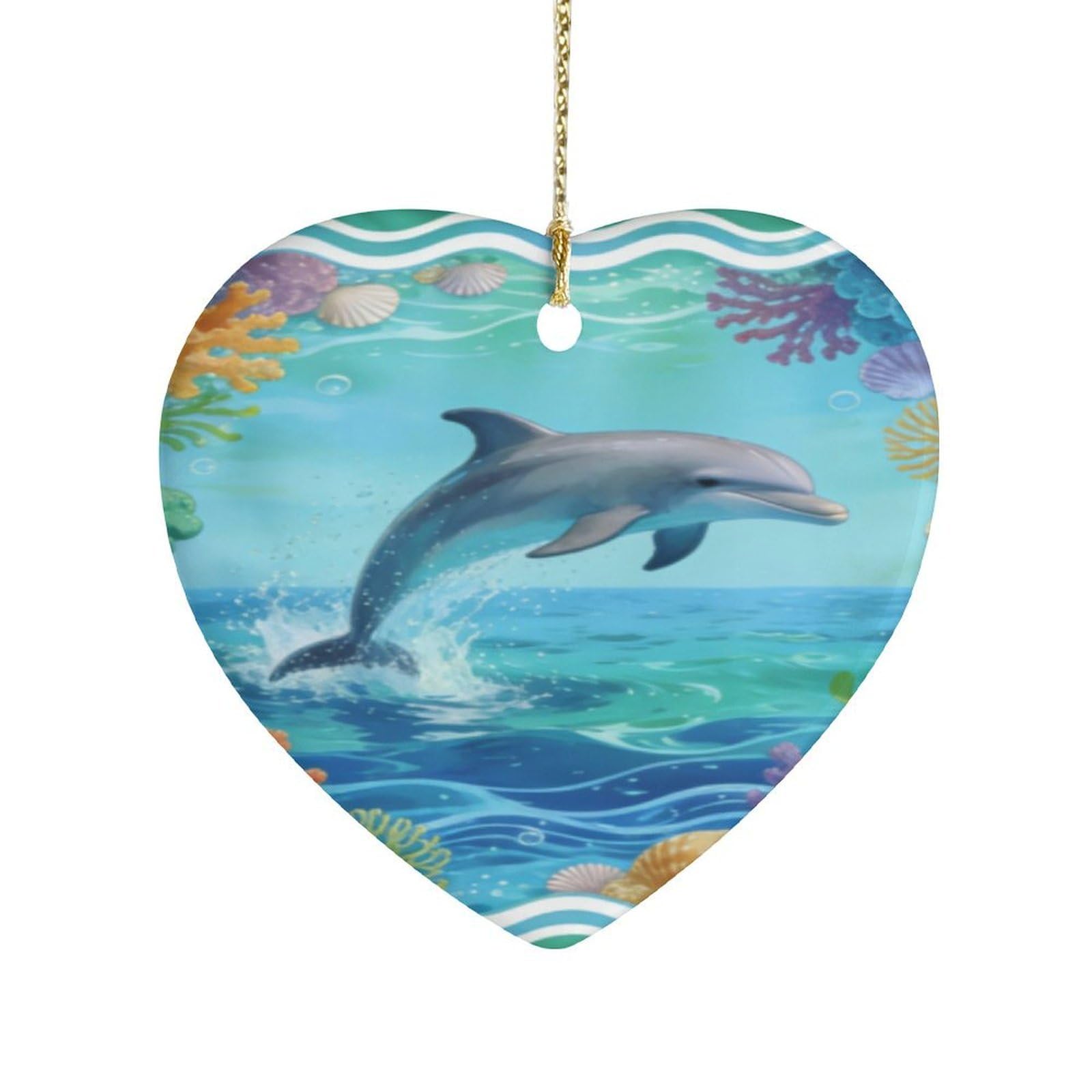 Fekiloot Style Dolphin Leap Garden Ceramic Ornament Home Decor Keepsake