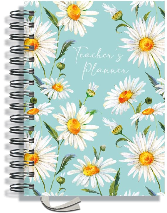 Teacher Planner 2026-2027 A5 size by Pirongs | 6 Lesson Planner for Teachers | Page a day | Undated, Hardback, Wiro-bound Teachers Planner - New Daisy — image 1
