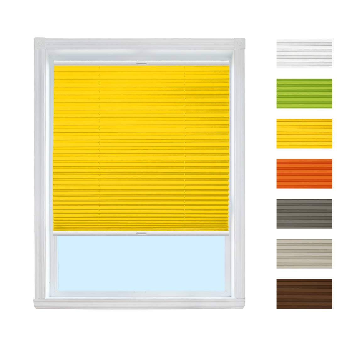 Plissee Rollo mit Klemmfix (Gelb, B120cm x H130cm) Rollo Jalousie