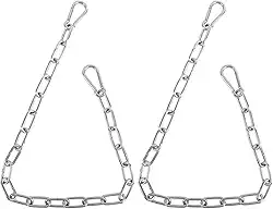 Urkupoo Pacote com 2 cadeados de corrente para portão externo com 4 mosquetões, corrente de trava de portão de segurança ajustável de 1,5 x 71 cm, corrente de portão de operação com uma mão para cerca