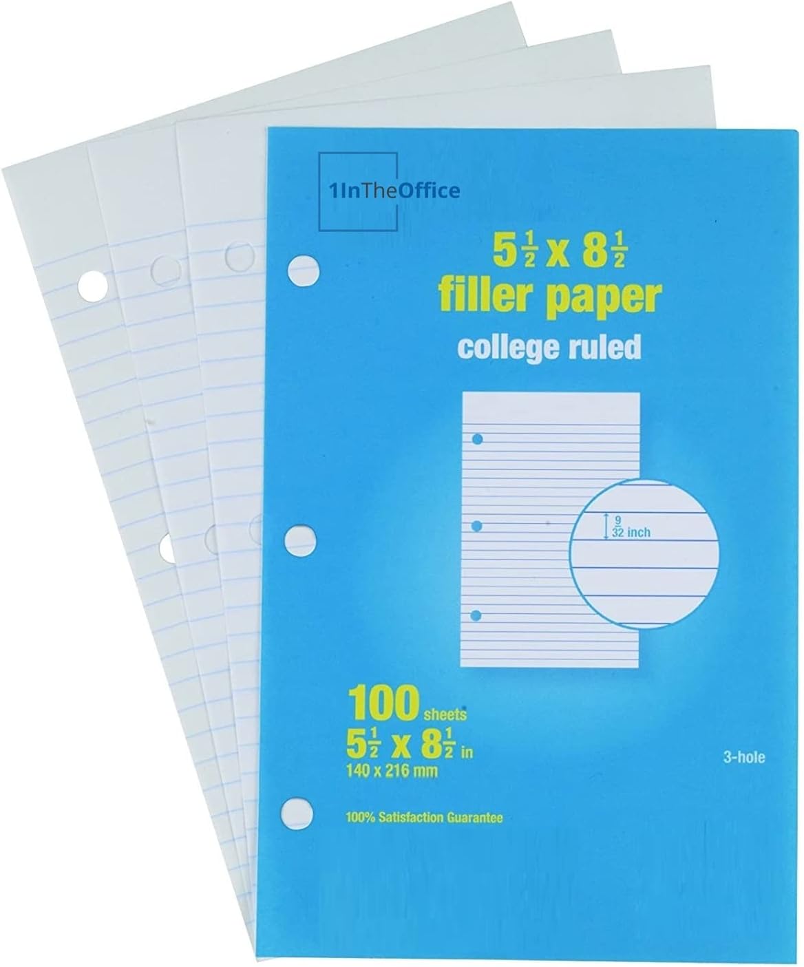 1InTheOffice College Ruled Filler Paper, 5.5 x 8.5 Binder