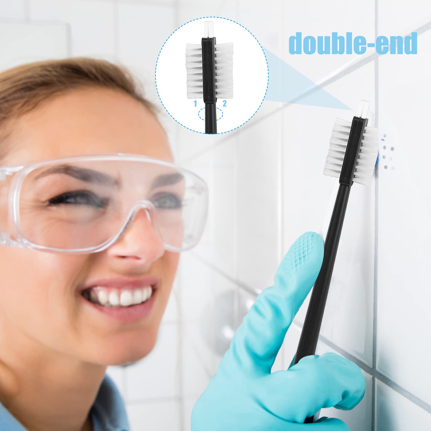 Set 7 Spazzole Per Pulizia - Per Piastrelle, Angoli, Rubinetto, Cucina E Bagno, Con Manico Lungo