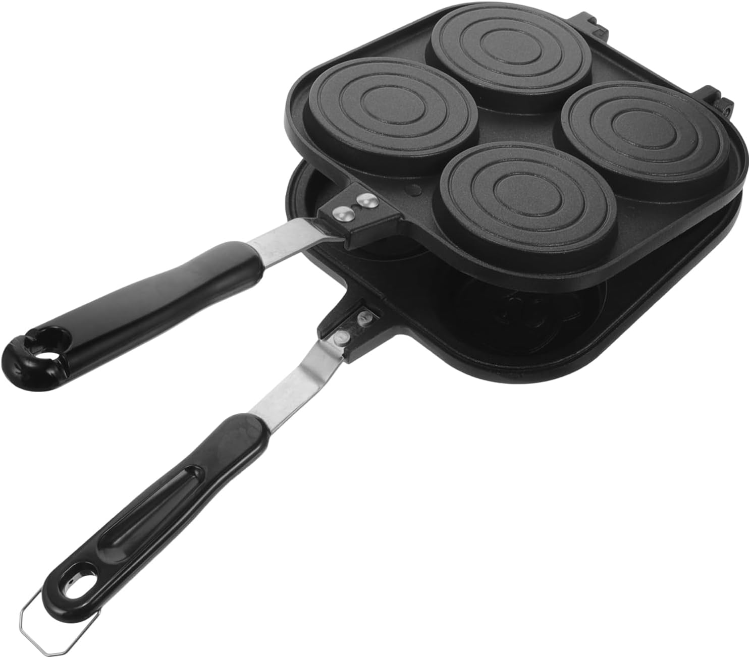 Yardwe Four-Hole Wheel Cake Baking Tray 15.7X7.5 Inch Nonstick Double Sided Pancake Pan for Breakfast Omelette and Home Cooking