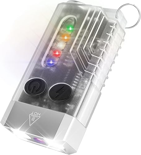 Mini llavero potente brillante 1000 lúmenes EDC linterna con 14 modos de iluminación, 365NM luz UV COB luz lateral IPX4 bolsillo trasero imán