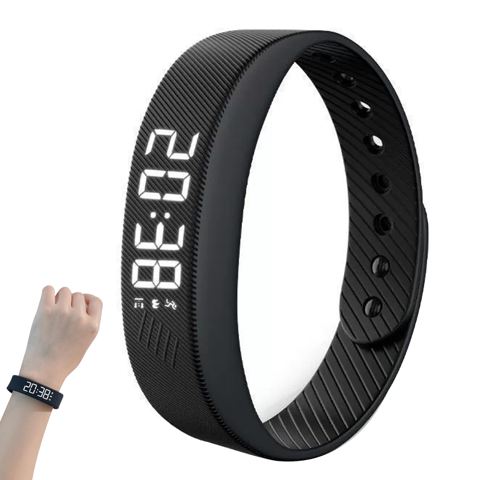 CHENRI Fitsleeps Alarm Clock Watch, Fitsleeps Wake-Up Alarm, 2025 New Silent Vibration Wake Up Wristband, Wearable Silent Alarm Clock with Adjustable Strap for Men and Women (Black)