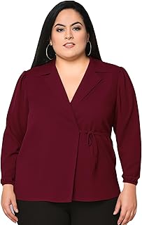 wild u Women Western Plus Size Top | Stylish | Full Sleeve | Formal Wear | Wrap Top | Office Wear (Maroon, Size : 2XL-8XL)-picture-13