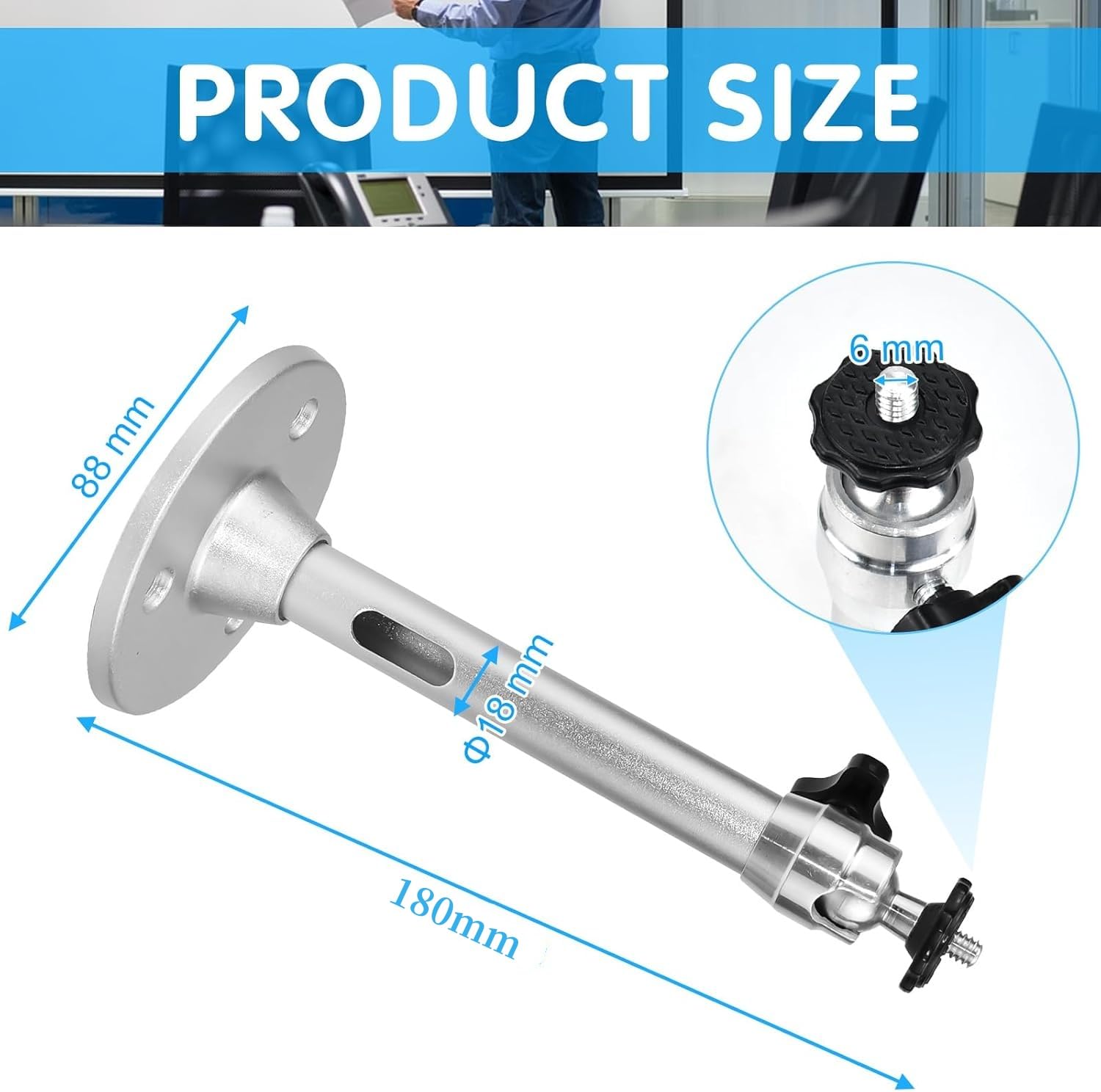 Supporto Universale Per Proiettore Da Soffitto, In Acciaio, Regolabile 91-170 Cm, Portata 15 Kg