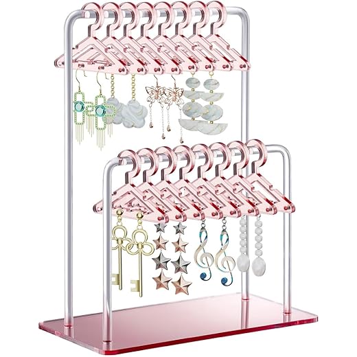 Earrings Organizer Hanging Stand 32 Pairs Pink
