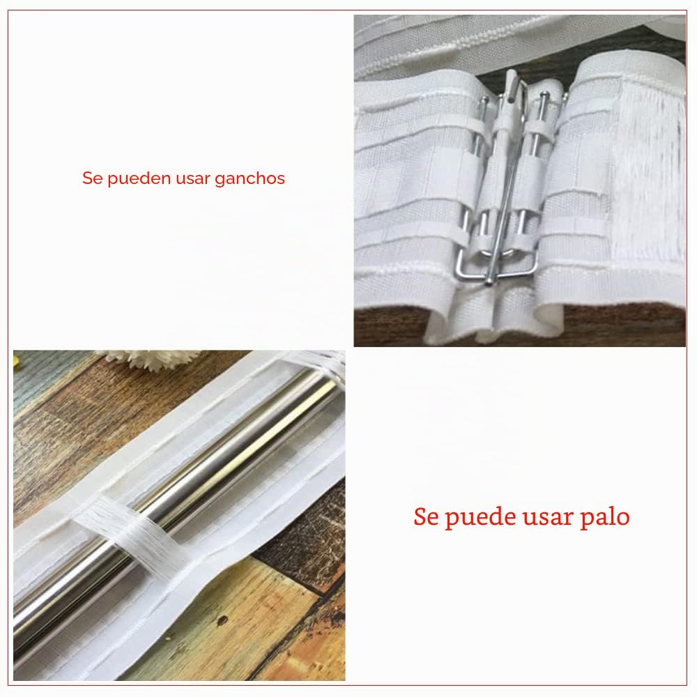 WANYIG Cinta de Cortina para Coser, 85 mm, Universal, Fruncida, Cinta Fruncidora Universal, Cinta Plisada con Trabillas (20 m), Polipropileno, Todas las Ocasiones