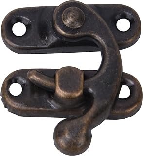 Horn Hook Hasp,30 Pcs Bronze Antique Wooden Jewelry Box Latch Hook Clasp Suitcase Left/Right Latch Hook Hasp with 120 Screws for Jewelry Gift Boxes (bronze right hook)