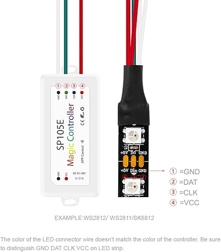 Miniatura 4 de BTF-LIGHTING Controlador Bluetooth inalámbrico SP105E iOSAndroid APP para WS2811 WS2812B WS2815 WS2813 WS2801 SK6812 WS2815 SK9822 APA102 etc Tira