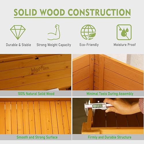 Miniatura 5 de Cama de jardín elevada de 48 x 24 x 33 pulgadas, maceta grande de madera con patas, macetas elevadas de madera para exteriores, camas elevadas