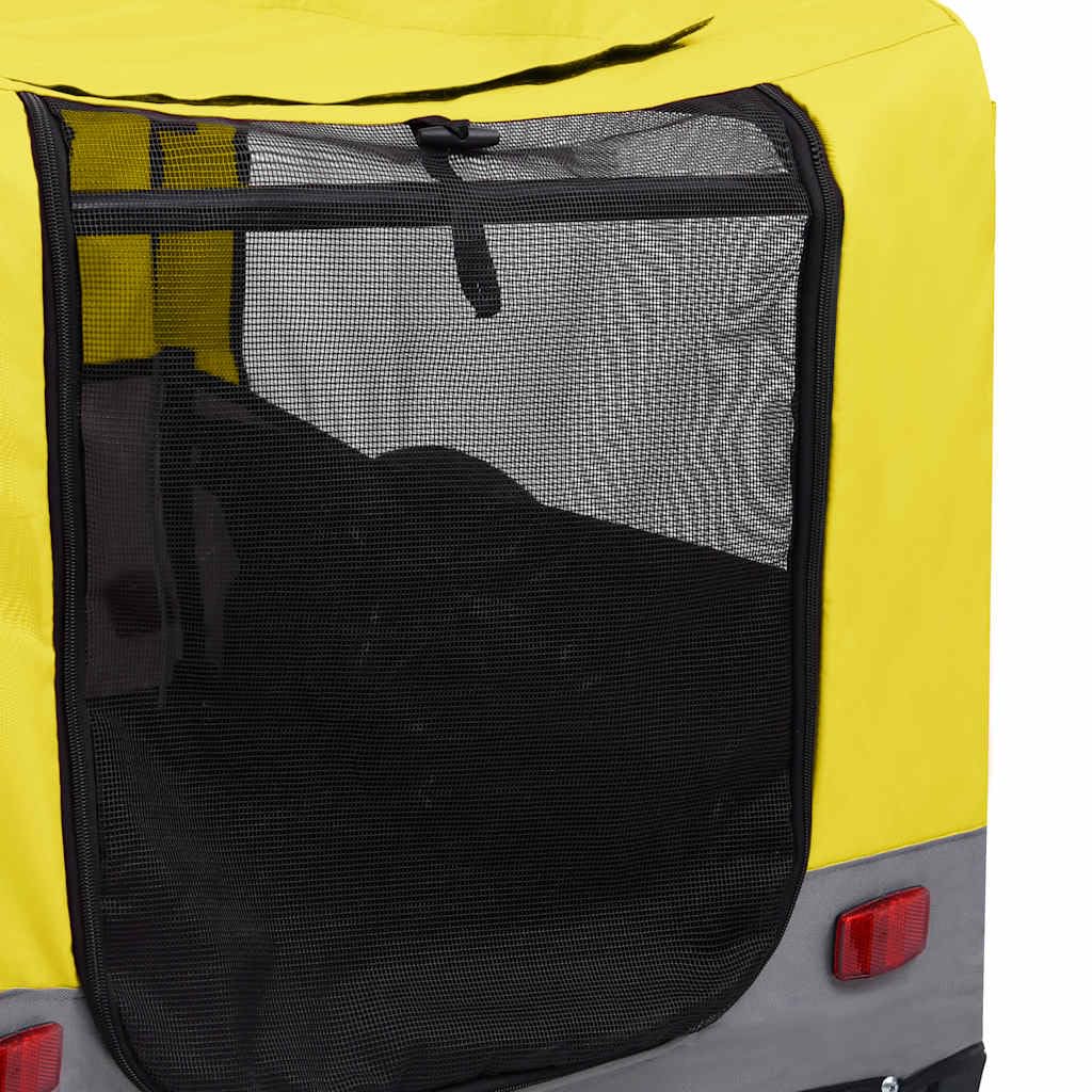 2-in-1 Fahrradanhänger für Hunde und Buggy Gelb und Grau für Hunde, Katzen