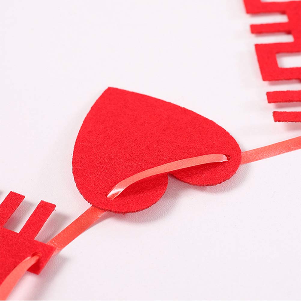 VOSAREA Bannière de Mariage Rouge en Non-tissé 300x24 Cm, Décoration Suspendue Robuste et Facile à Accrocher pour Salle et Fête de Mariage