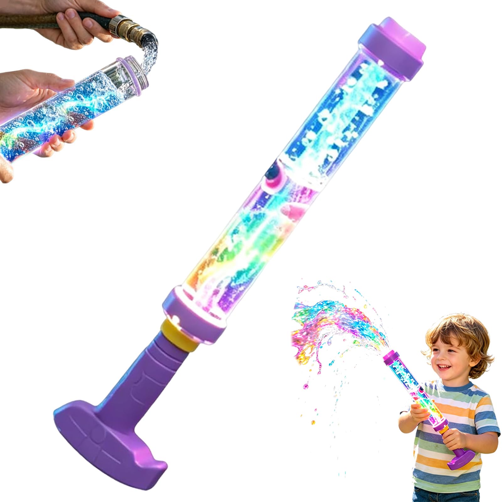 Feuerwerksregenbogen-Wasserpistolen,Feuerwerk Wasserpistole, Rainbow Water Blaster,Pops Like Magic,High-Pressure Squirt, Pool, Backyard, Beach, Birthday (4, Colorful)