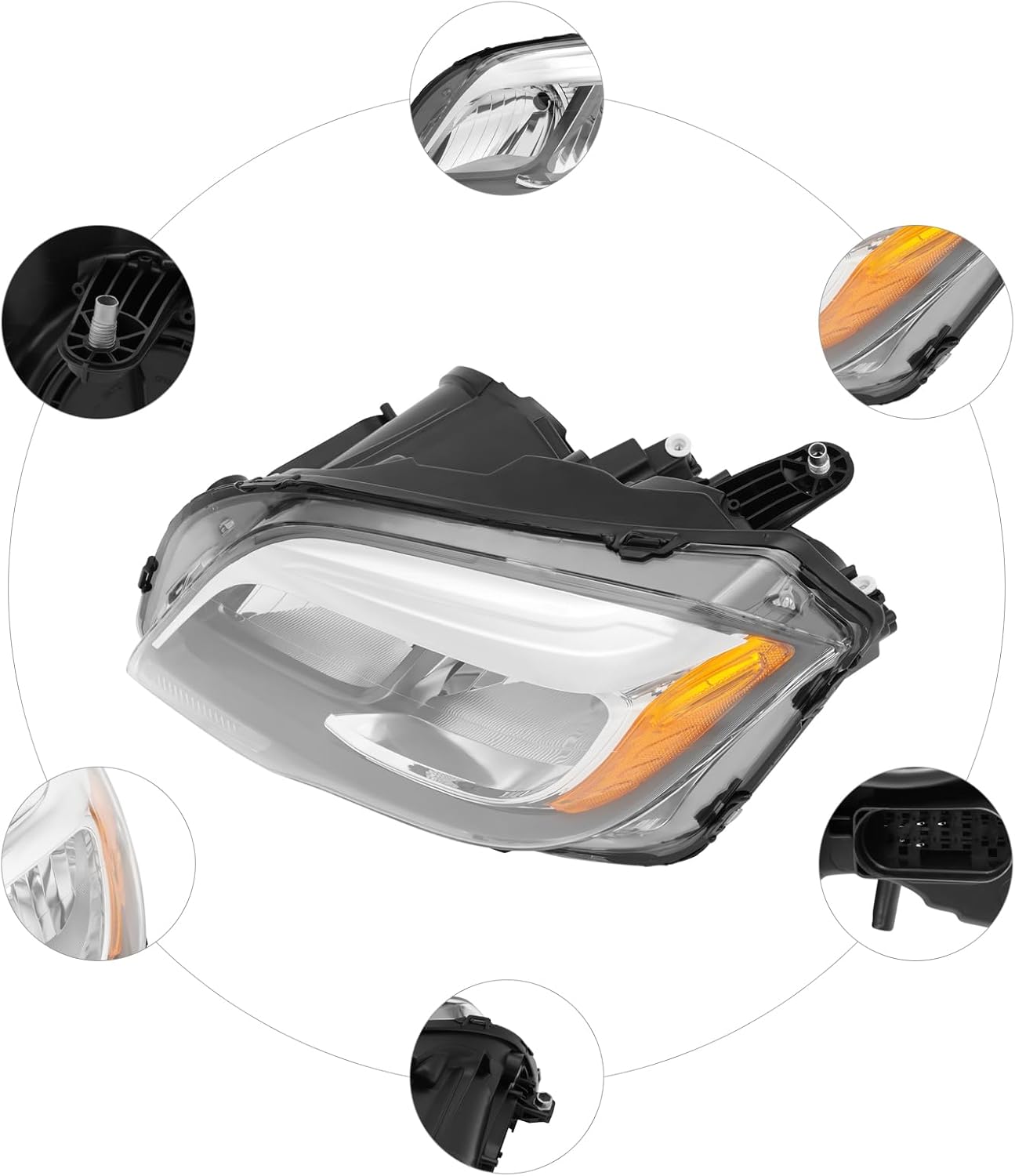 Halogen Headlights Headlamp For 2013-2015 Mercedes Benz GLK350 GLK250, 2048204239 MB2503203; 2048204139 MB2502203, Left Right Side Headlight Assembly Front Head Lights (Left Driver Side)