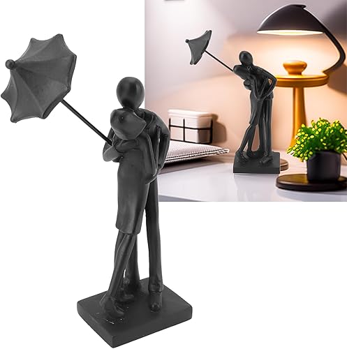 Vista 9 de PerGar Escultura de pareja amorosa bajo el paraguas, estatua de pareja de resina, figuras de escultura de hombre y mujer, figura de amantes