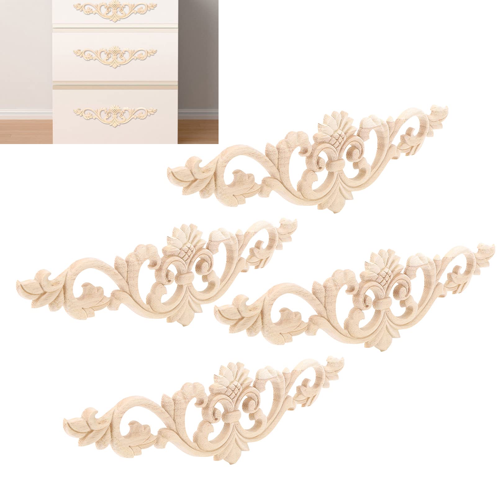 Intarsio In Legno Intagliato In Stile Barocco Personalizzato Con Cartiglio, Intarsio In Legno Decorato Con Stemma, Intaglio Di Mobili, Intarsio In Legno, 1 Pezzo, Non Verniciato - Italia - 4