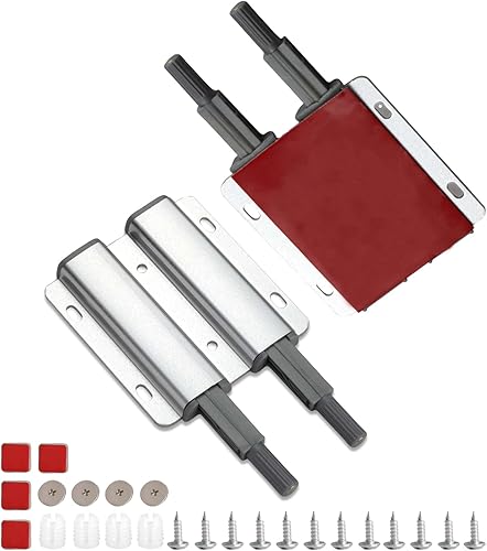 Pestillo de puerta para abrir, paquete de 2 cierres magnéticos, adhesivo resistente al tacto para empujar para abrir, cierre magnético para puerta