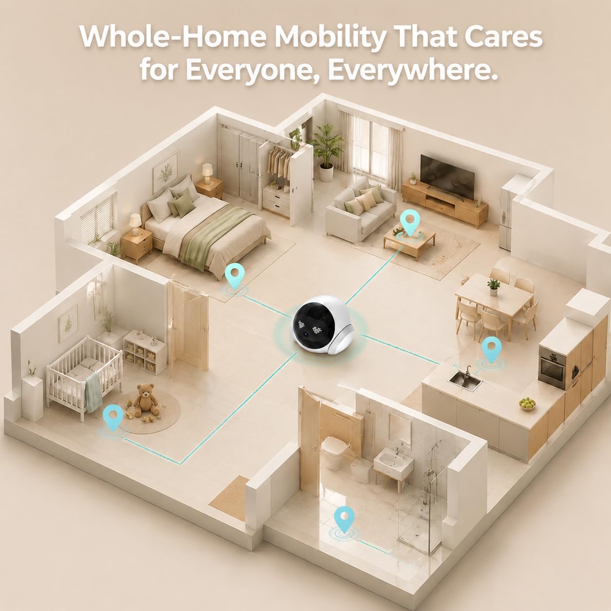 Roboter Haustierkamera 2K HD, App-Steuerung, Nachtsicht & AI-Tracking