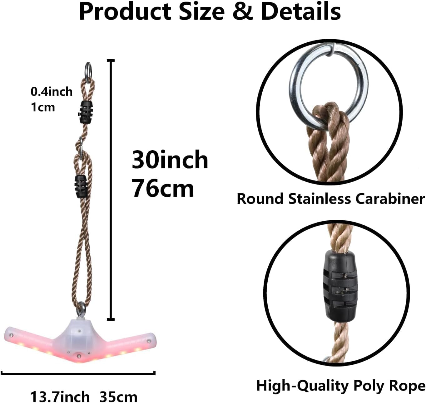 Adventure Sports Light Up Twister Tree Swing - Ninja Warrior Obstacle Course Attachment for Kids Outside Spinning Toy with Adjustable Rope and Carabiner, Spinners for Kids Ages 5 and Up