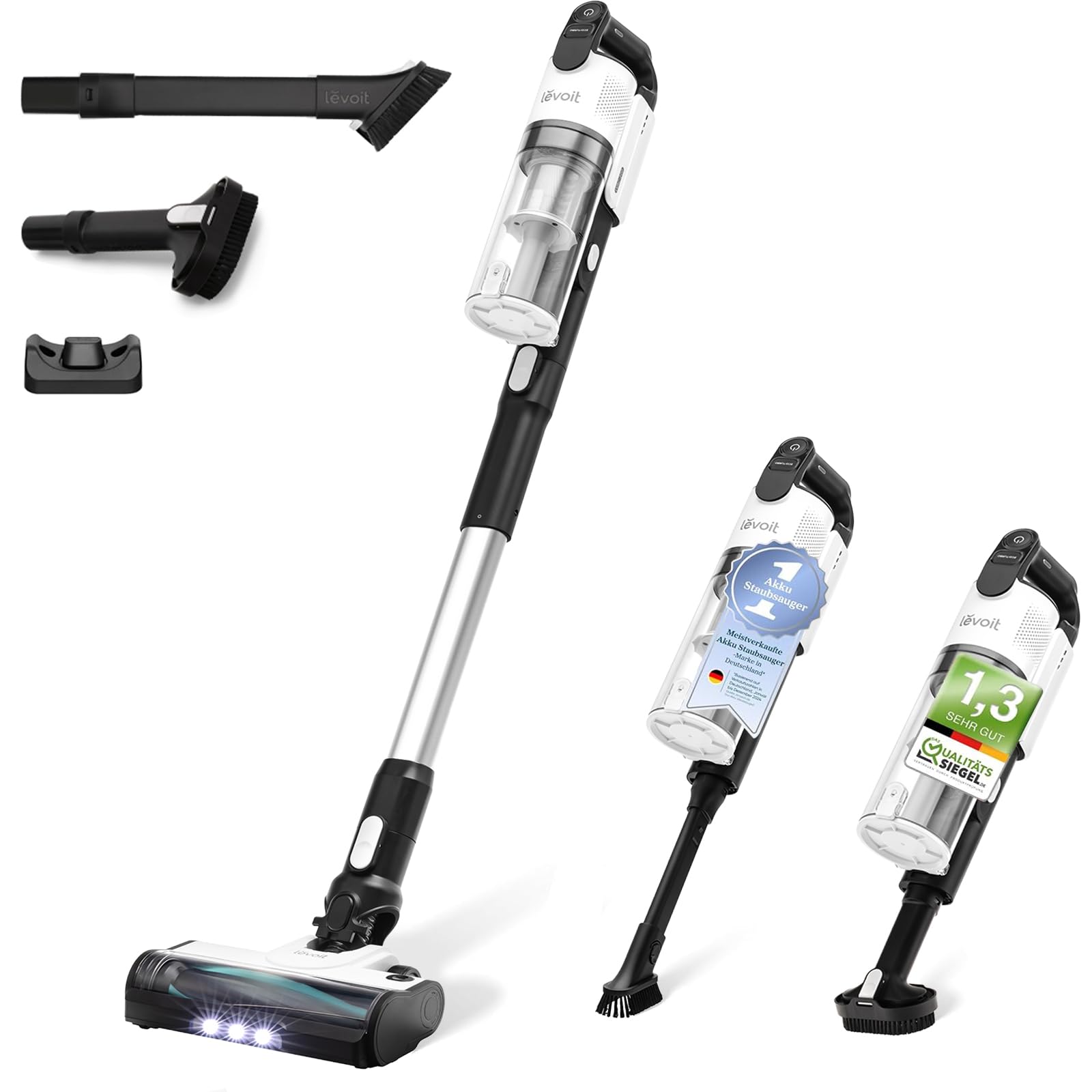LEVOIT Cordless Vacuum Cleaner, 100,000 RPM Brushless Motor, Anti-Hair Wrap, Hard Floor 99.7% Clean, Up to 50min Runtime, 5-Level Filter, 8-in-1 Accessories for Pet Hair & Hardfloor, LVAC200 Black