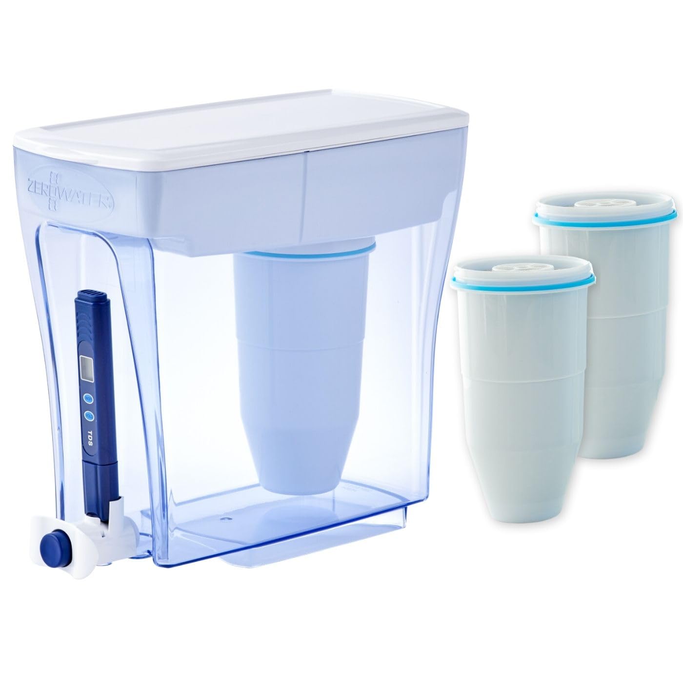 ZeroWater - Kit de filtración de agua (4,7 L, con 3 cartuchos de filtro y dispositivo de medición de la calidad del agua, sin BPA, certificado NSF, ideal para reducir la piedra caliza, el plomo y