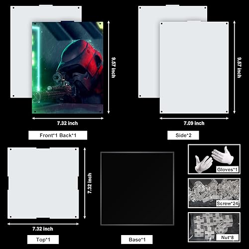 Miniatura 5 de Vaodest Caja de exhibición de acrílico para Lego Scout Trooper 75305, 0.118 in HD a prueba de polvo transparente caja de exhibición para casco Lego